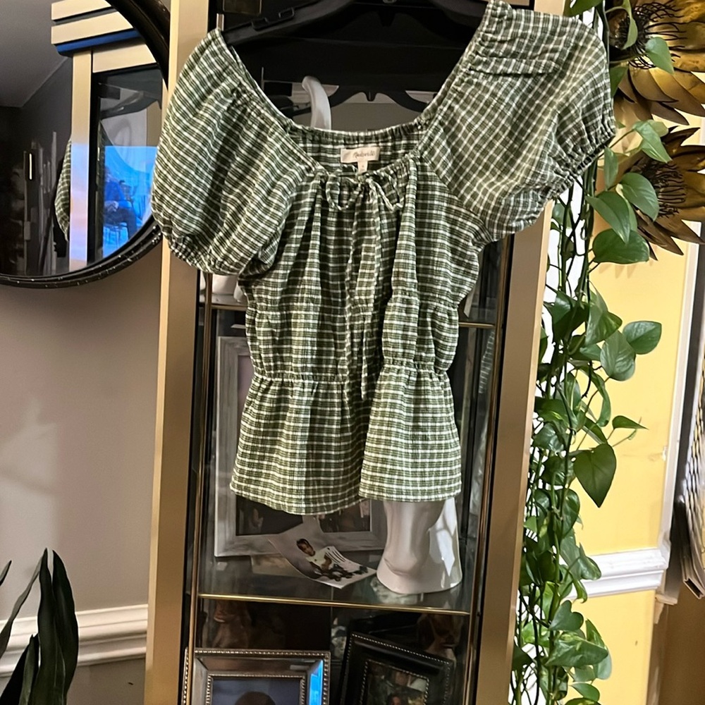 Madewell size medium, green and white checker great condition